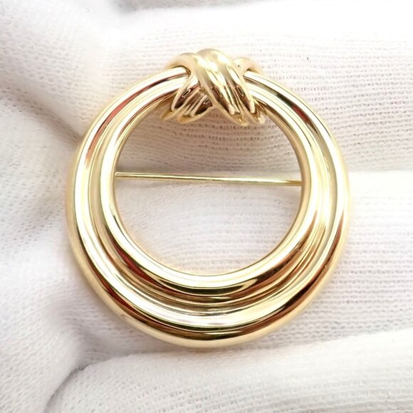 Authentic! Tiffany & Co 18k Yellow Gold Large X and O Open Circle Pin Brooch - Picture 6 of 9